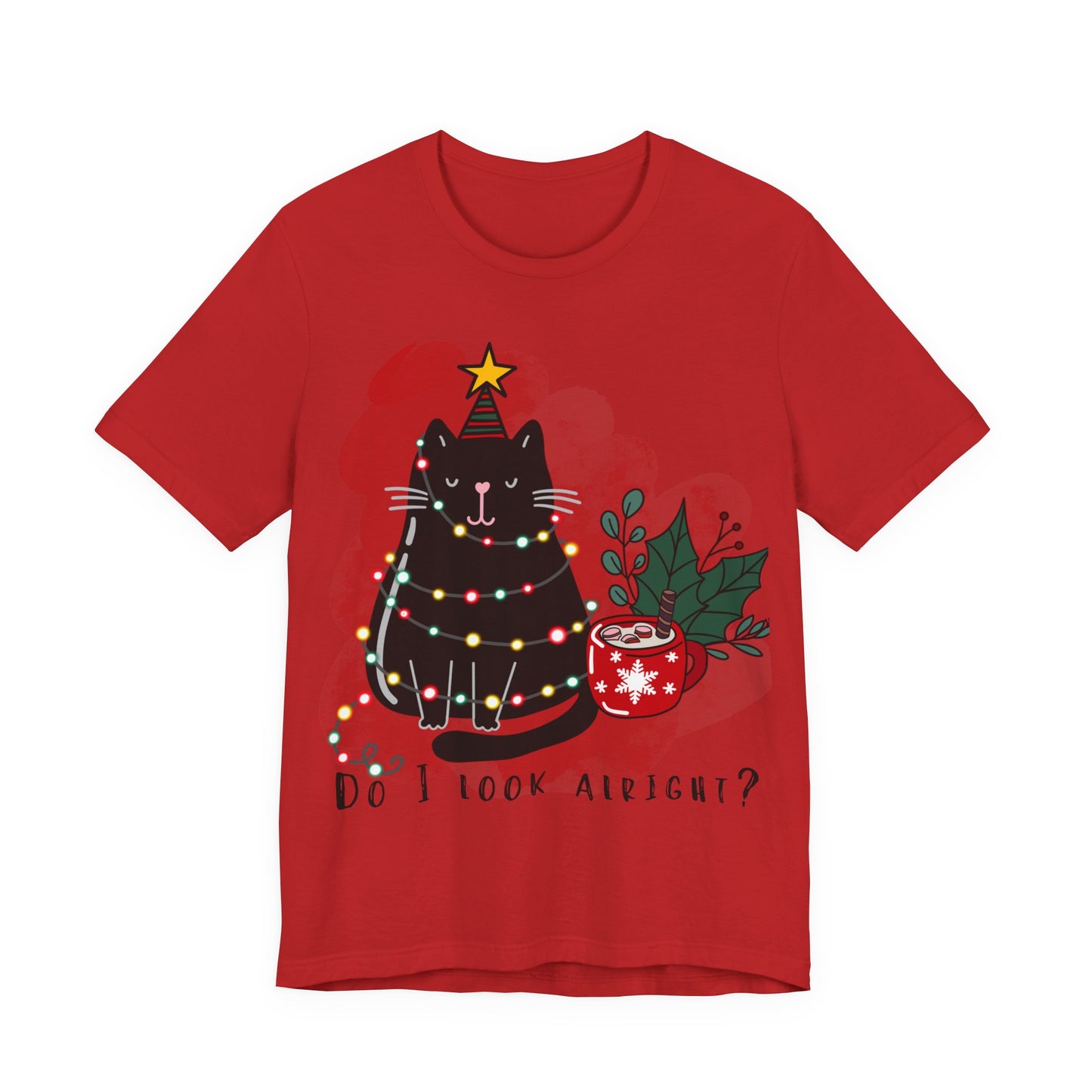 Cat Christmas Tee — “Do I Look Alright?” Holiday Graphic T-Shirt