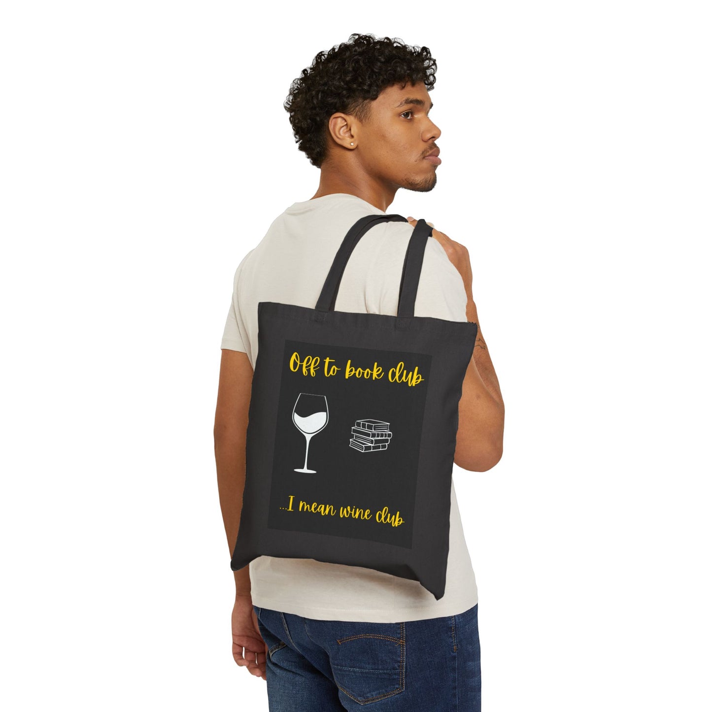 Book Wine Club Cotton Canvas Tote Bag