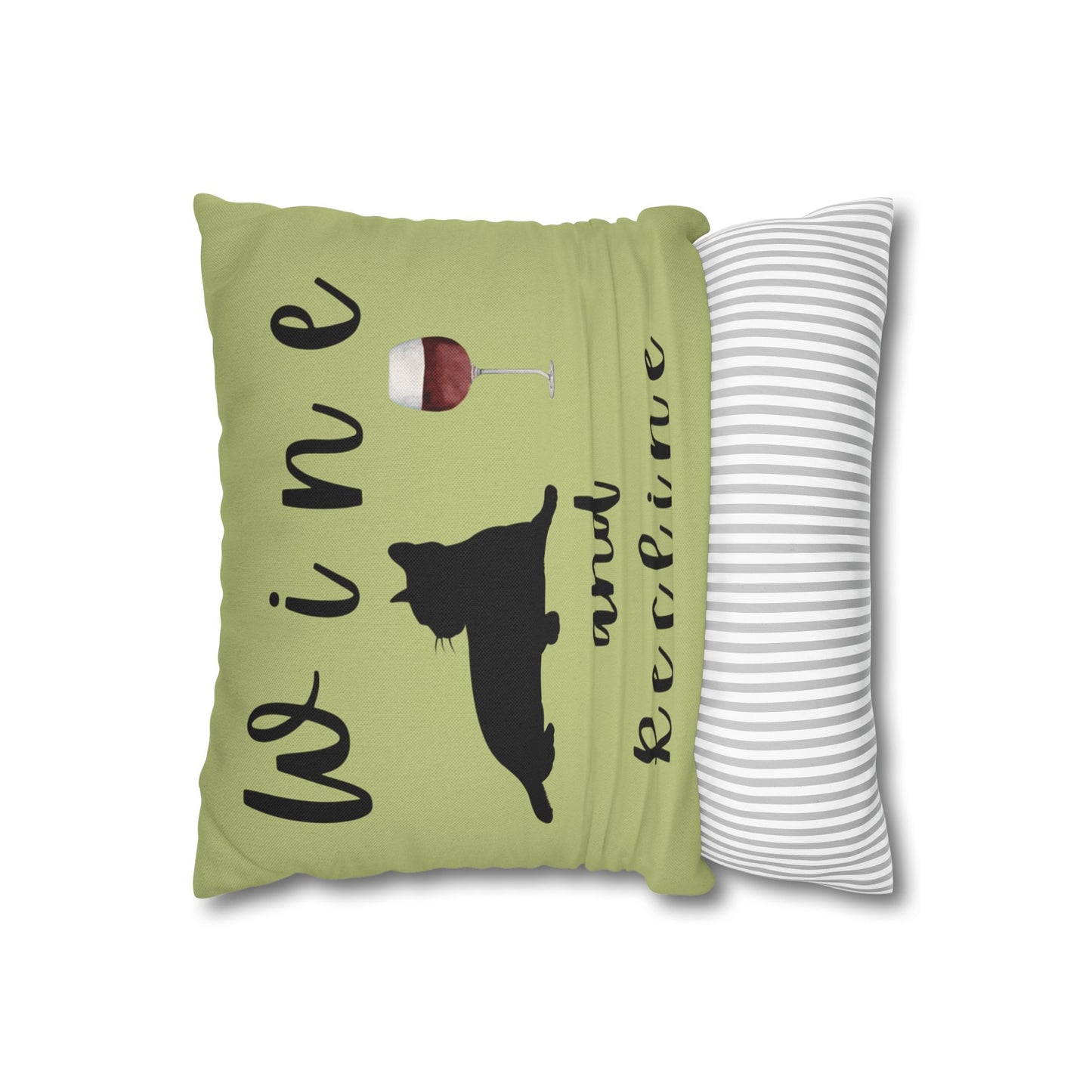 Wine and Recline Cat Pillowcase - Cozy Home Decor for Wine Lovers