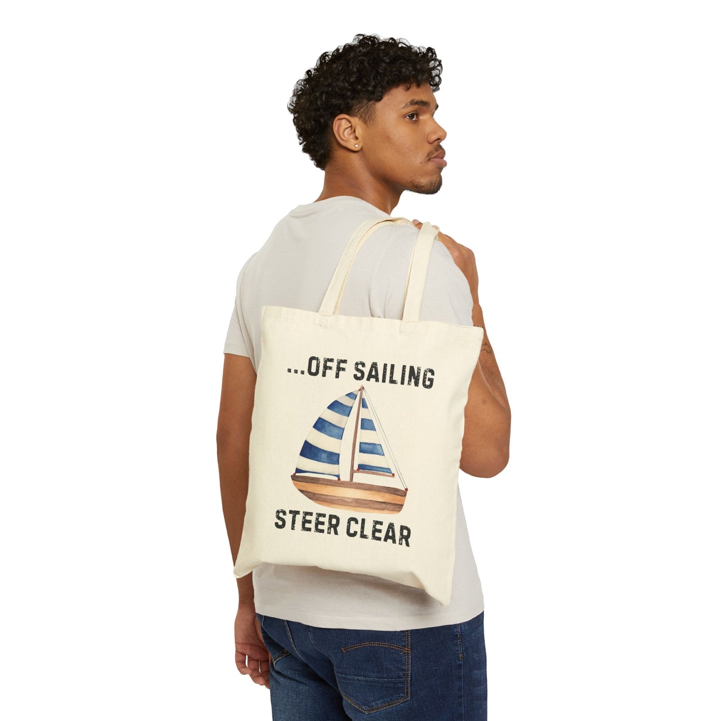 Nautical Cotton Canvas Tote Bag - 'Off Sailing, Steer Clear'