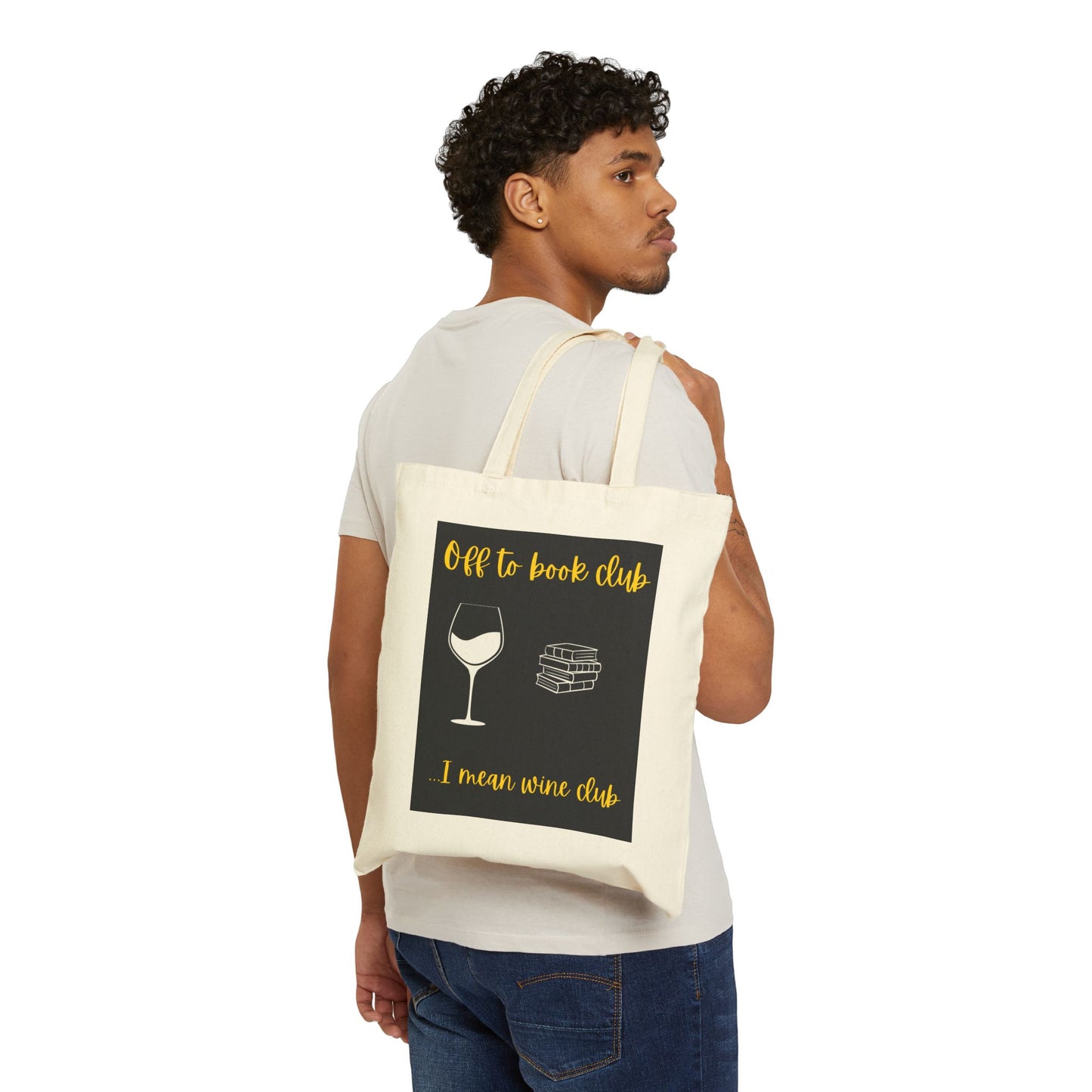 Book Wine Club Cotton Canvas Tote Bag
