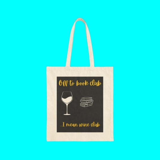 Funny Wine Club Cotton Canvas Tote Bag - Perfect for Book & Wine Lovers