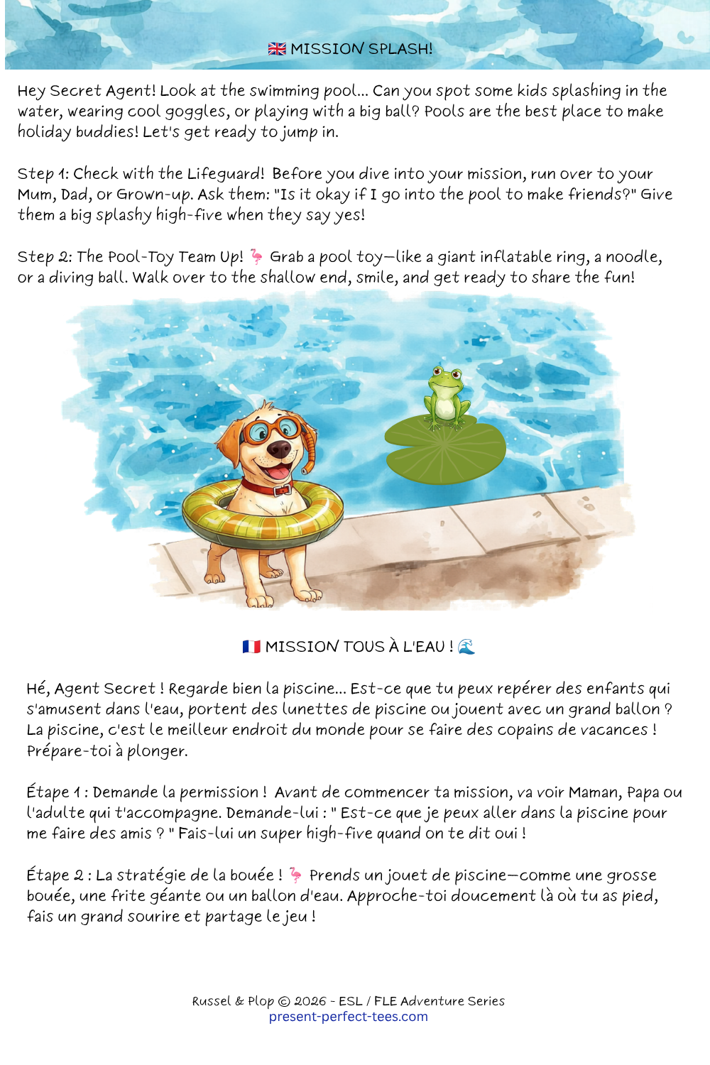 Russel & Plop — Pack d'activités bilingue pour les vacances (ESL)