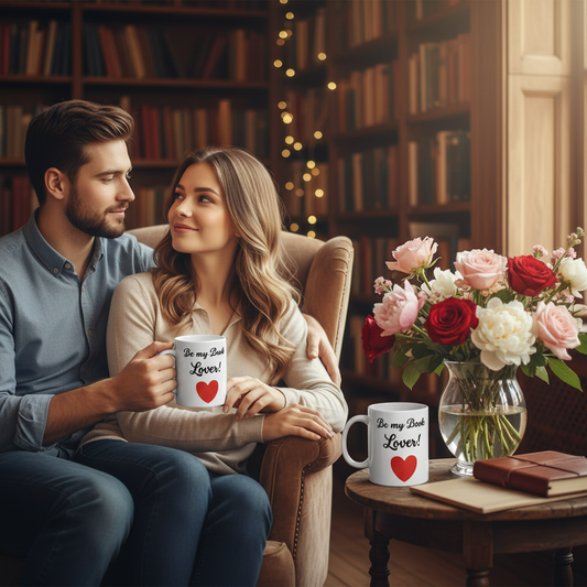 Book Lover Ceramic Mug With Heart (11oz)