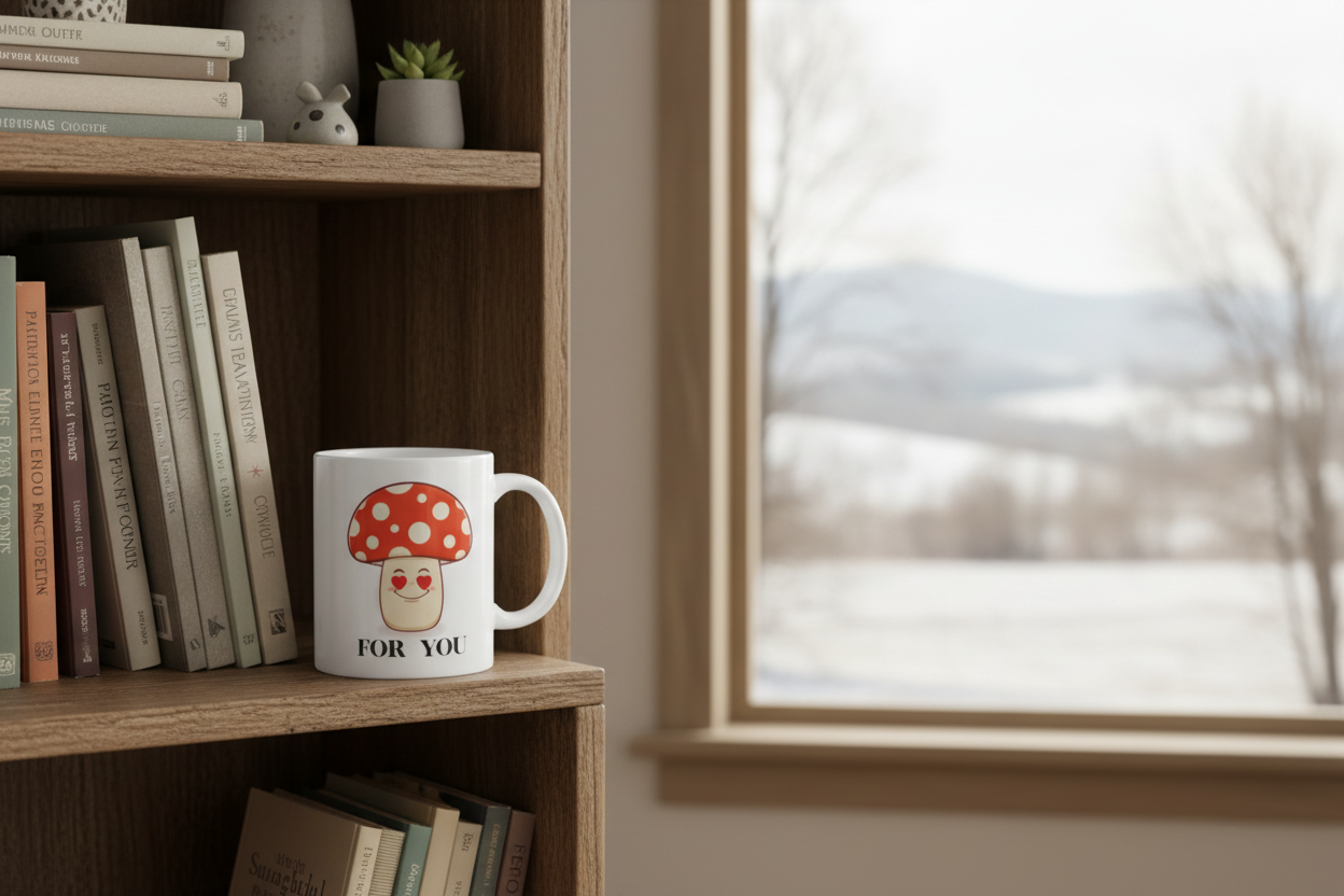 Funny Mushroom Ceramic Mug — “So Much Room in My Heart for You” (11oz)