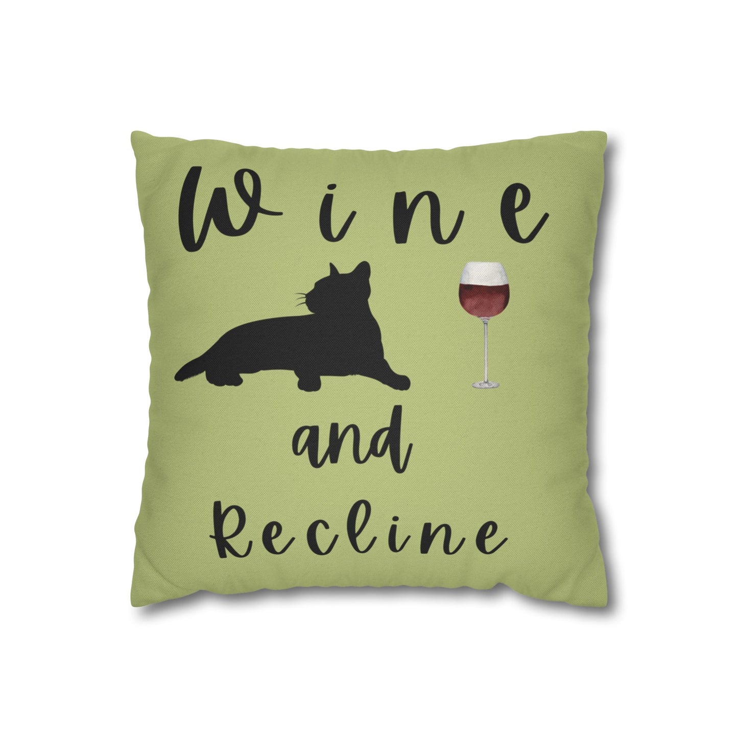 Wine and Recline Cat Pillowcase - Cozy Home Decor for Wine Lovers