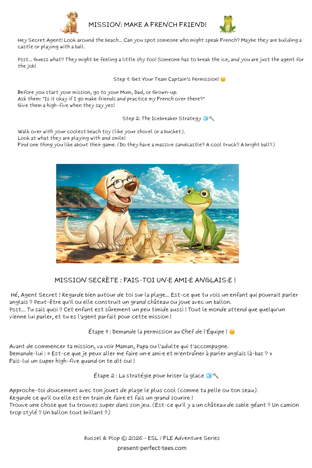 Russel & Plop — Pack d'activités bilingue pour les vacances (ESL)