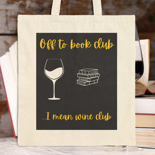 Book Wine Club Cotton Canvas Tote Bag
