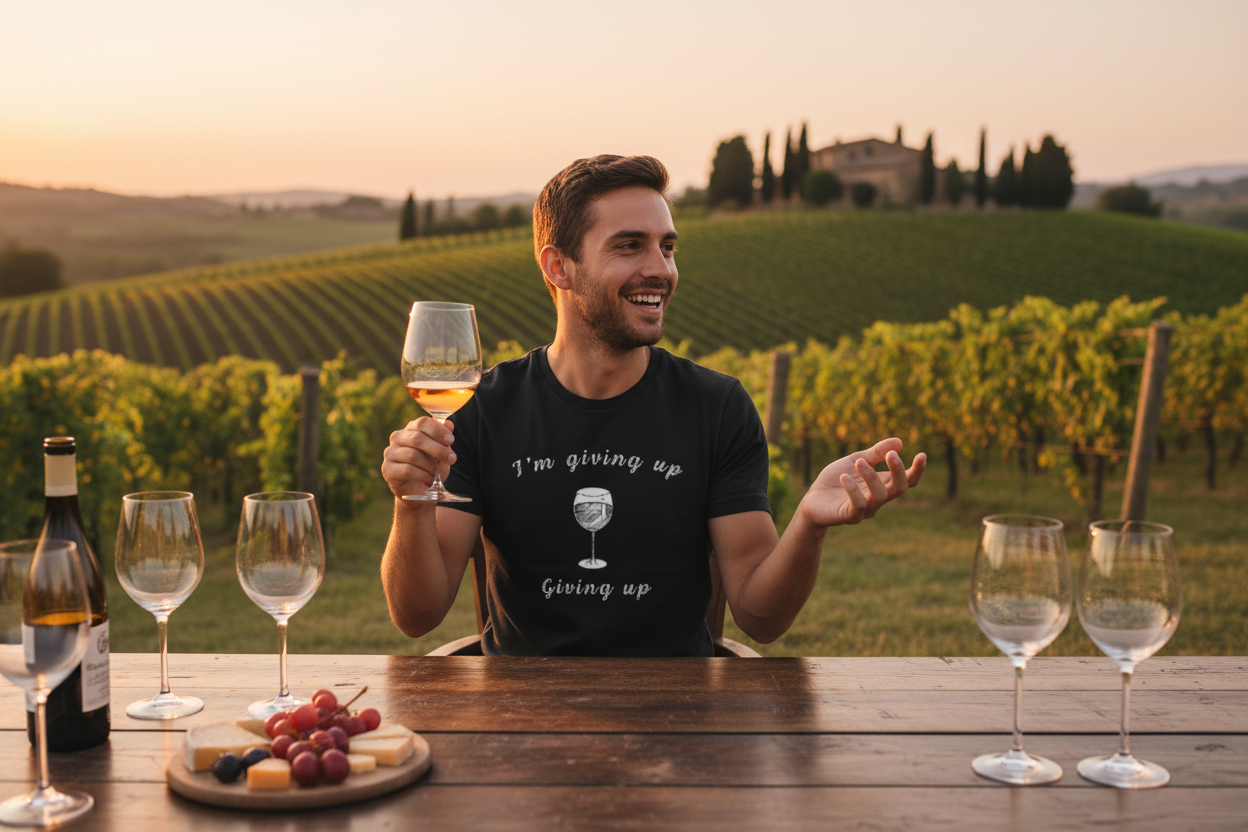 Black wine tee vineyard