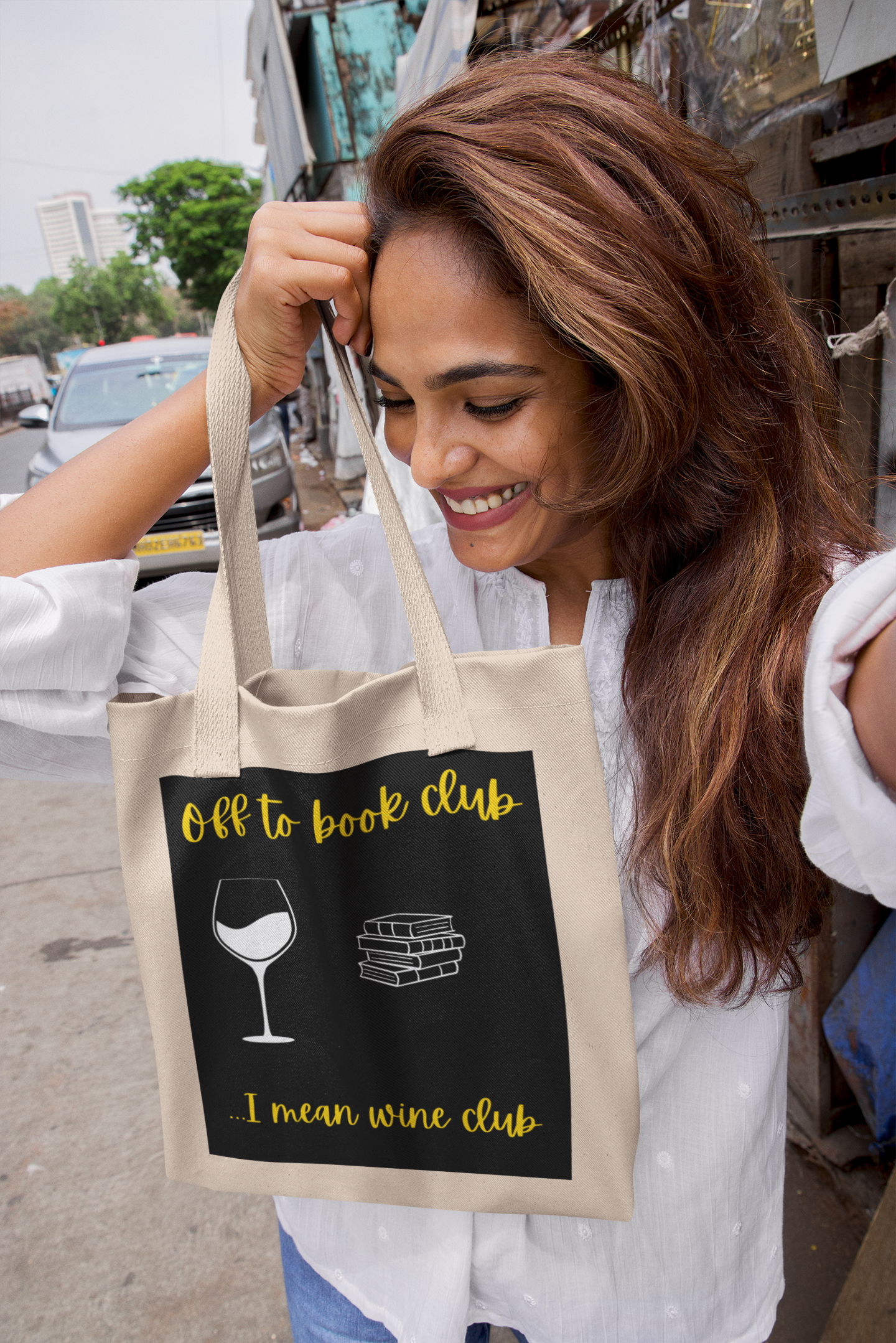 Book Wine Club Cotton Canvas Tote Bag